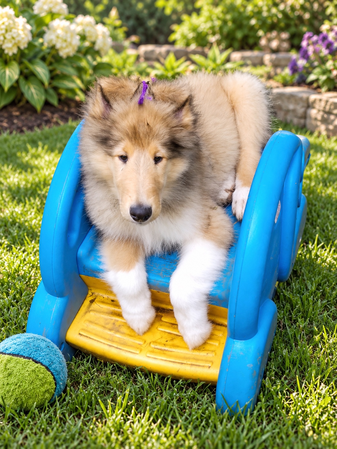 Bogart as a puppy on his favorite slide